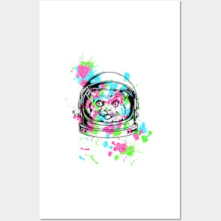 Colorful Space Cat Posters and Art